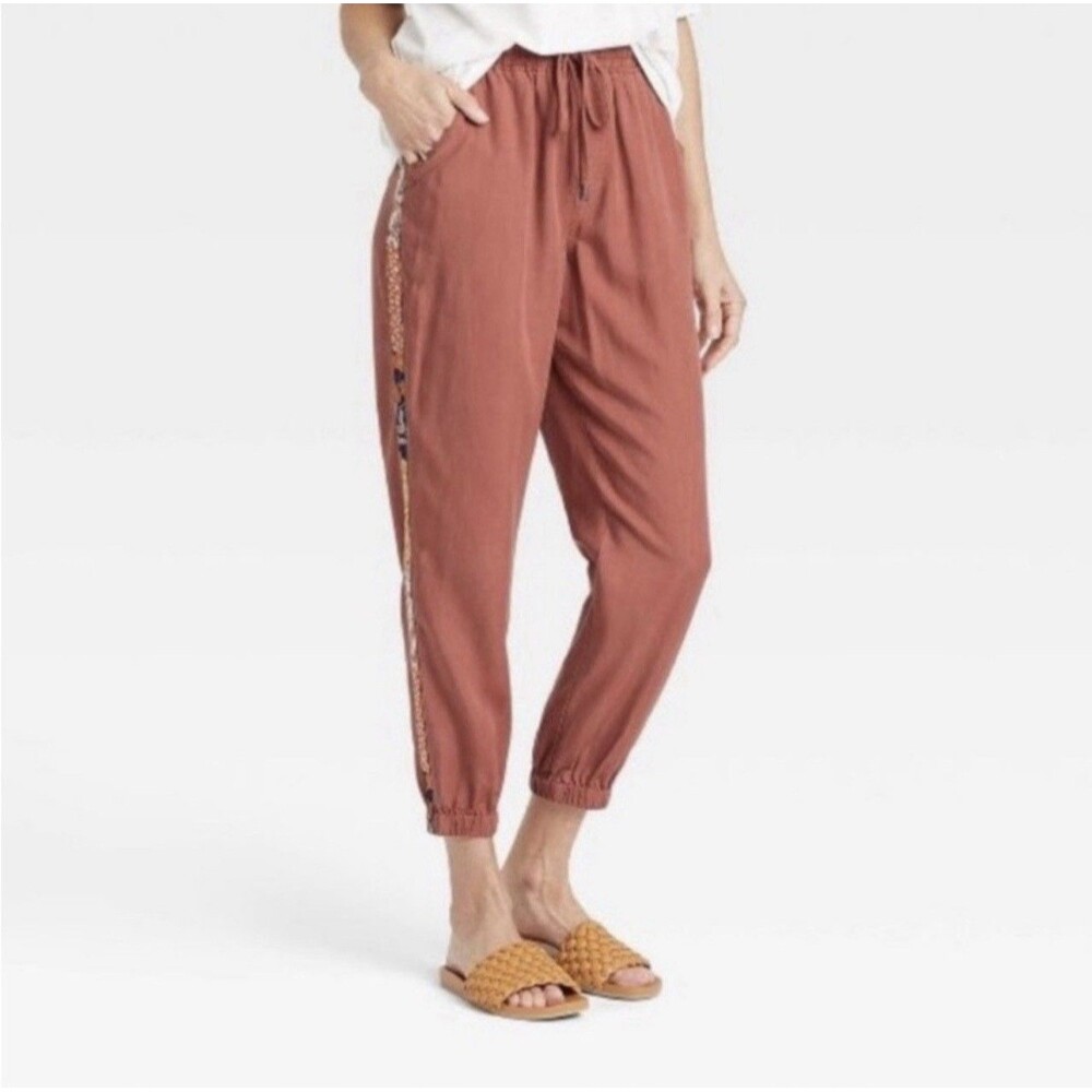 Knox Rose Mauve Elastic Waist Pull On Drawstring Boho Joggers Women’s Size XS